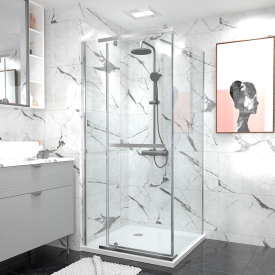 Душевая штора ESDPS 90x90 Transparent+алюминий