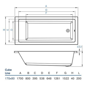 Ванна Cube Line 170х80